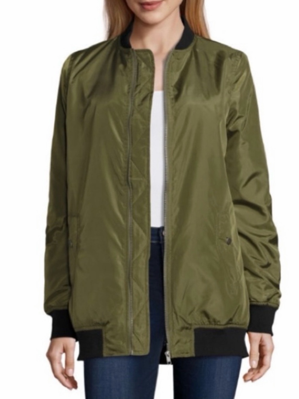 Arizona Jean Company Olive Bomber Jacket with Black Trim